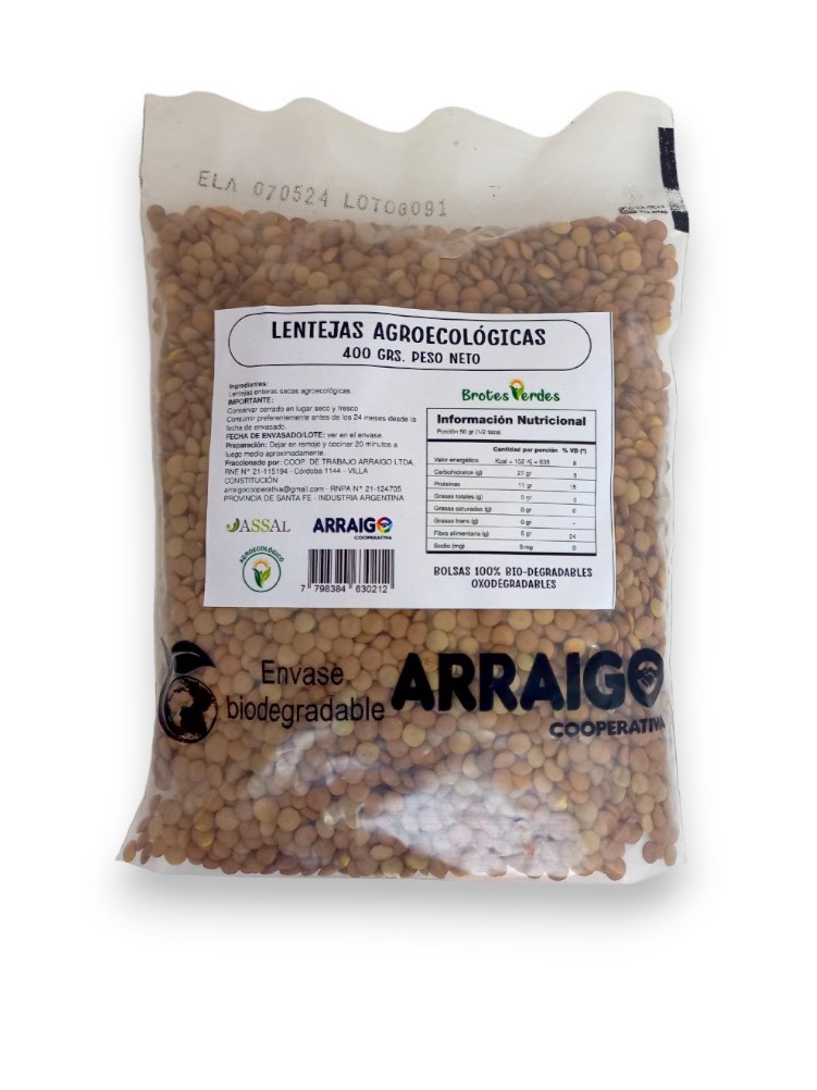 LENTEJAS SECAS AGROECOLOGICAS BROTES VERDES X 400 GRS