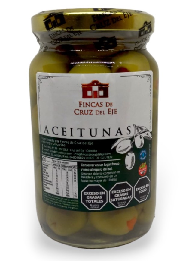 ACEITUNAS VERDES RELLENAS MORRON FINCAS DE CRUZ DEL EJE X 250 GRS
