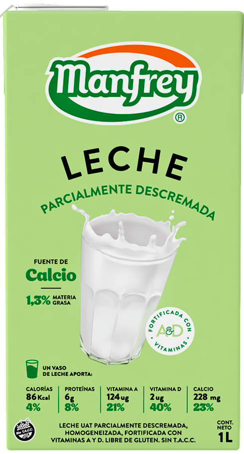 LECHE UAT DESCREMADA HOMOGENEIZADA X 1L MANFREY